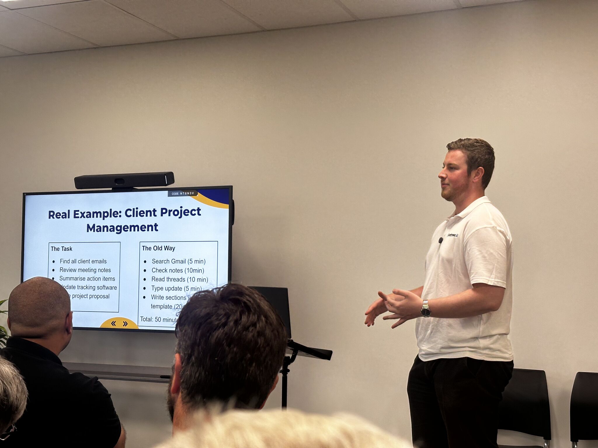 Blake Harkness speaking at Christchurch AI Meetup