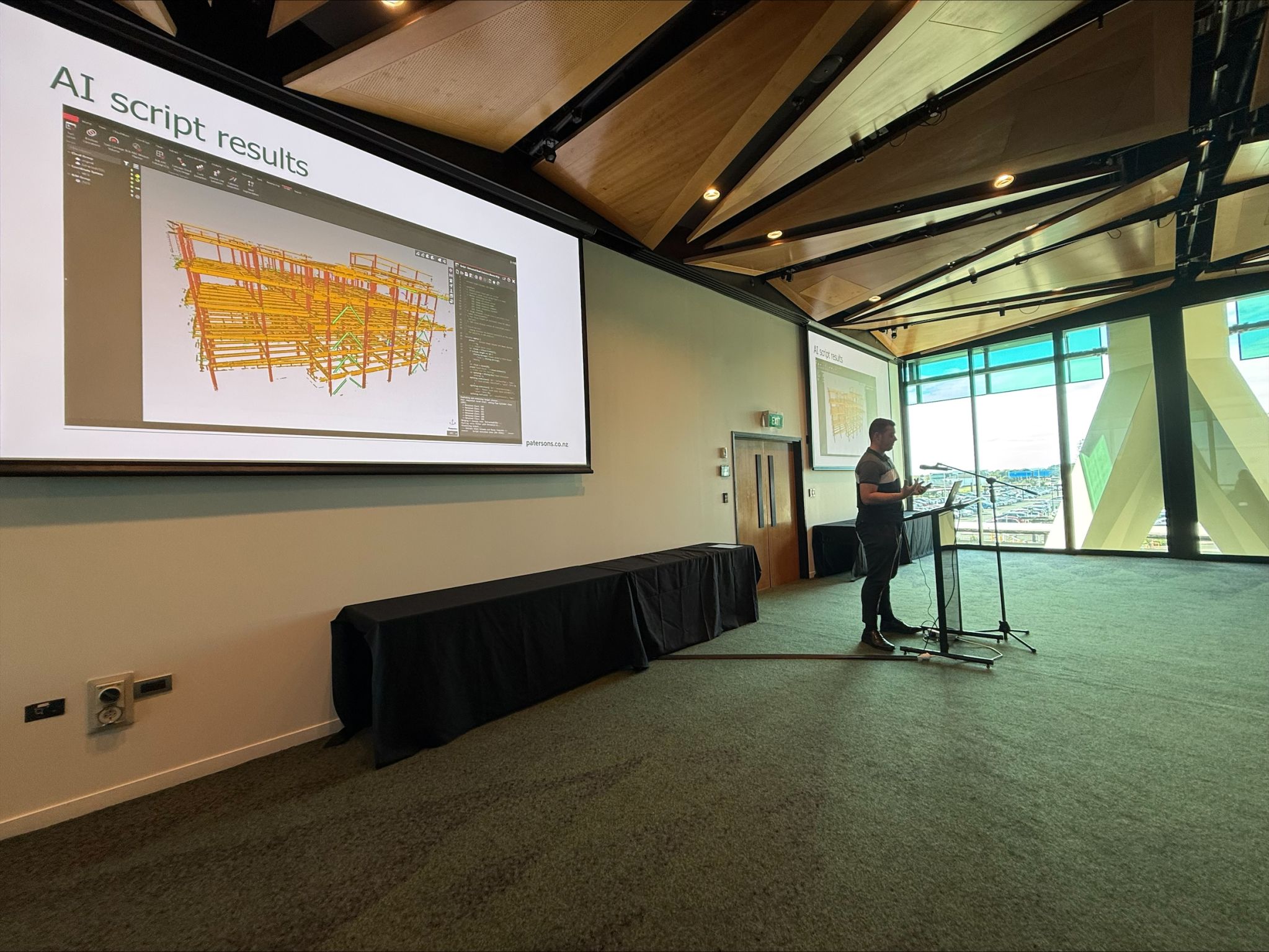 Blake Harkness speaking at Survey and Spatial New Zealand